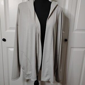 Indygena Women's Grey Long Sleeve Open Front Hooded Cardigan Sweater Size L